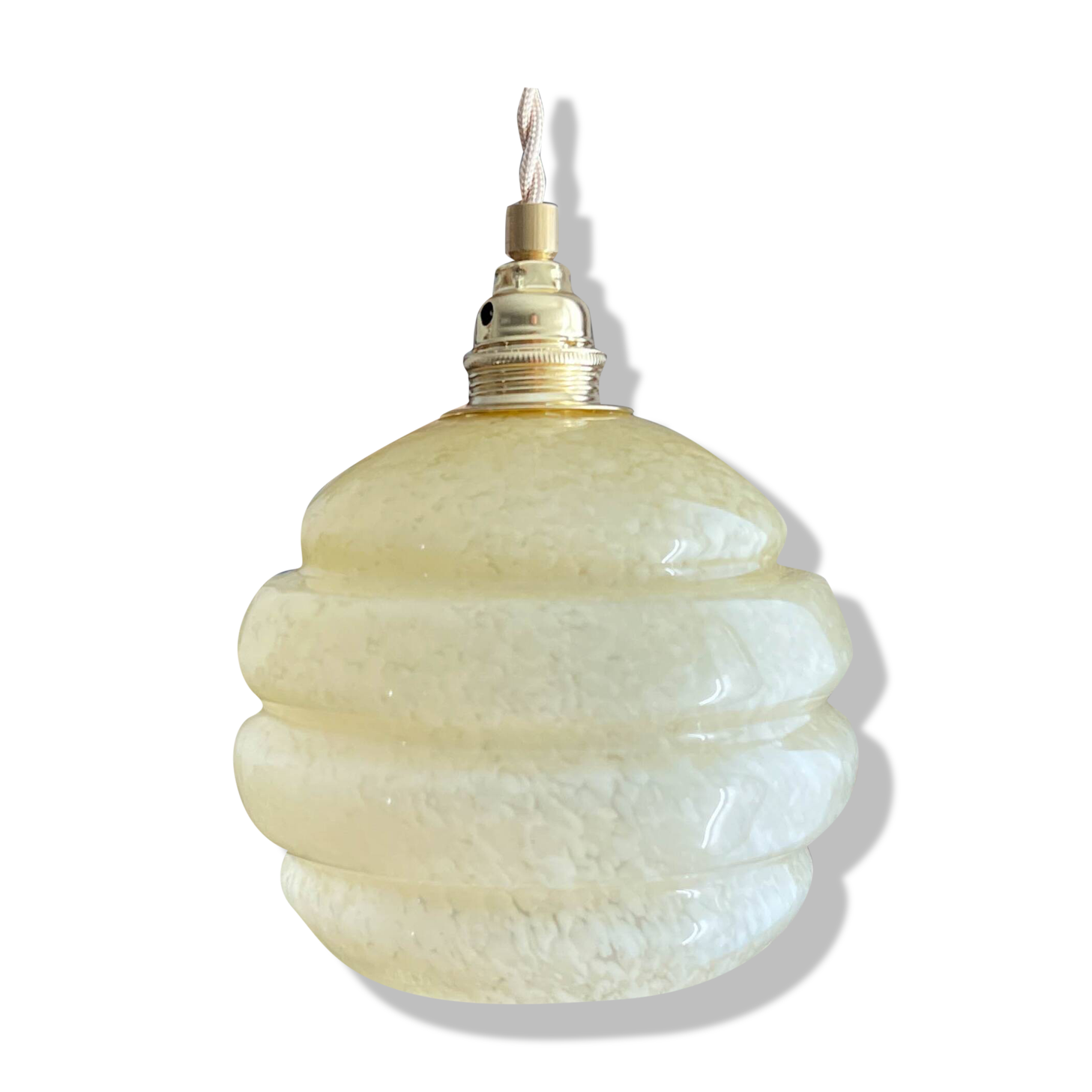 Vintage portable lamp globes customizable yellow clichy glass