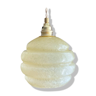 Vintage portable lamp globes customizable yellow clichy glass
