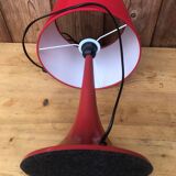 Standing lamp with vintage orange red lampshade