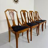 Set of 4 walnut/burl wood chairs, Art Nouveau, early 20th century