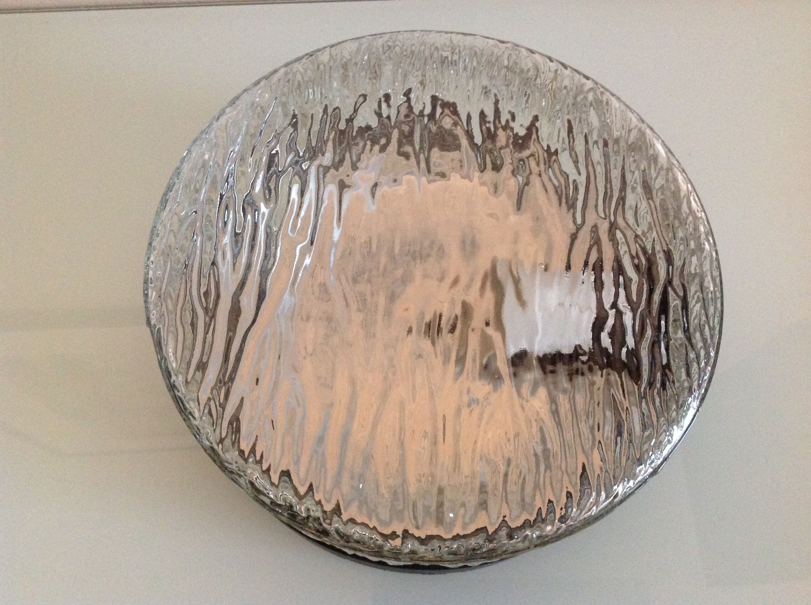 Vintage 60s-70s round ice glass ceiling light