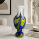Large multicoloured blown glass vase – White, cobalt blue and green.