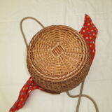 Vintage rattan basket for knitting and work