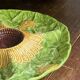 Divided plate, sunflower in slipware