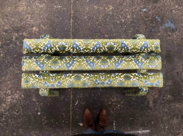 Flowered velvet bench