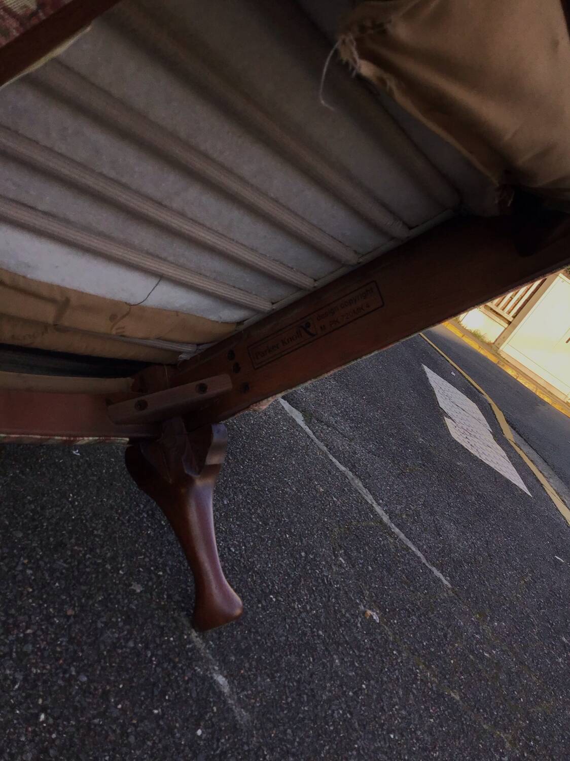 Old pair of Knoll Parker fabric armchairs