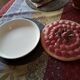 Vintage dessert plate in glazed ceramic with strawberry design, 1950s-1970s.