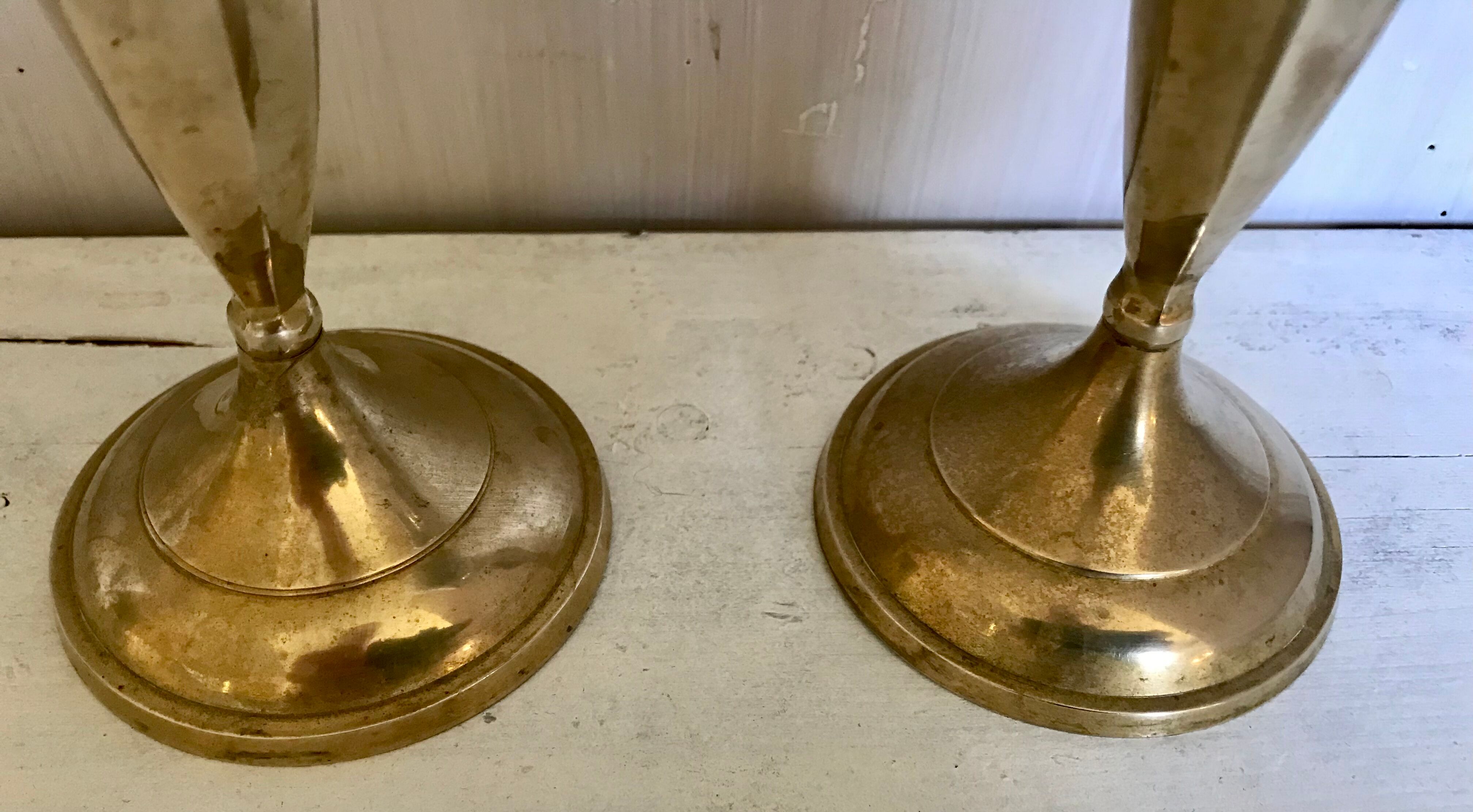 Pair of brass candle holders