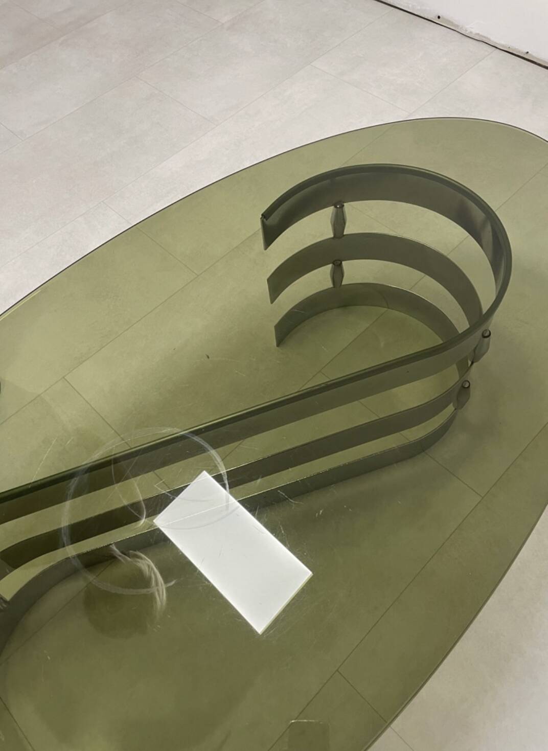 1970s coffee table in smoked glass and aluminum