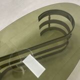 1970s coffee table in smoked glass and aluminum