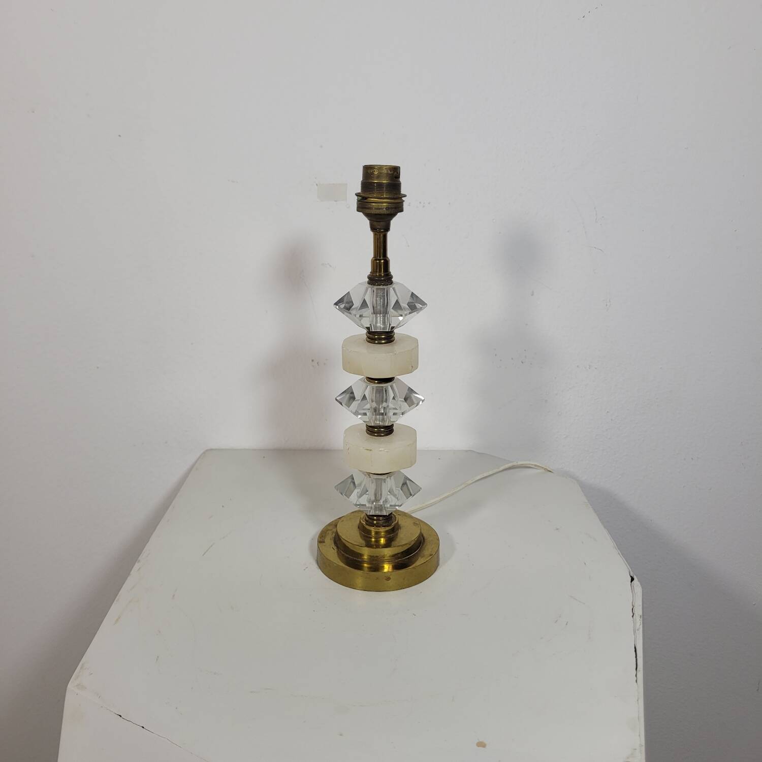 Vintage lamp in marble, glass and brass 1950s