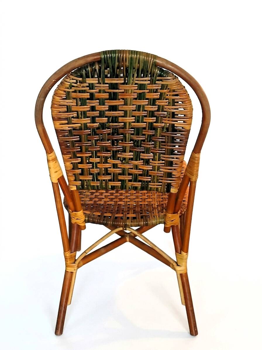 1950s-1960s handcrafted "Bistro Riviera" rattan chair
