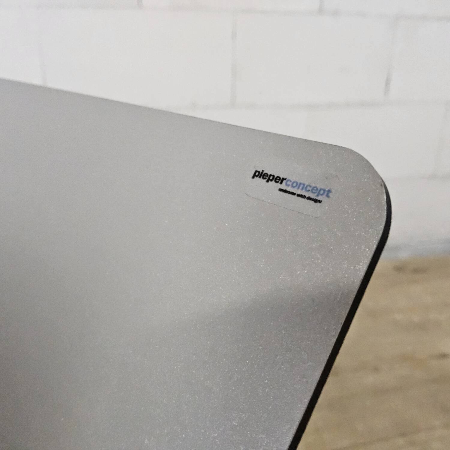 Modern metal minimalist side table with magazine rack / Dutch design