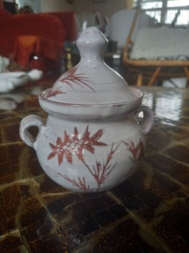 Pot couvert R.Rouma céramique émaillée de Vallauris vintage