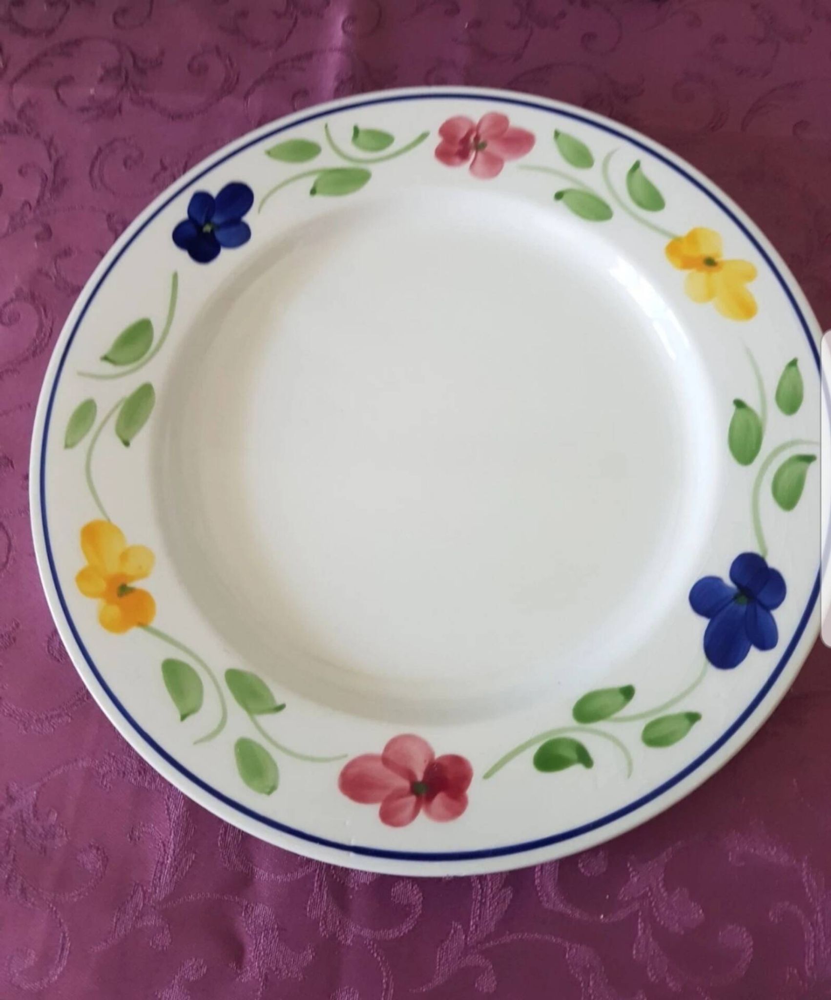 Grande assiette plate vintage , peint a la main , Italie