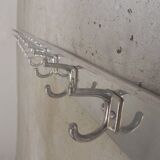 225cm Aluminum Wall Coat Rack with 16 Double Hooks, 1960s