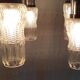 5-light chrome metal and molded glass pendant light - 70's