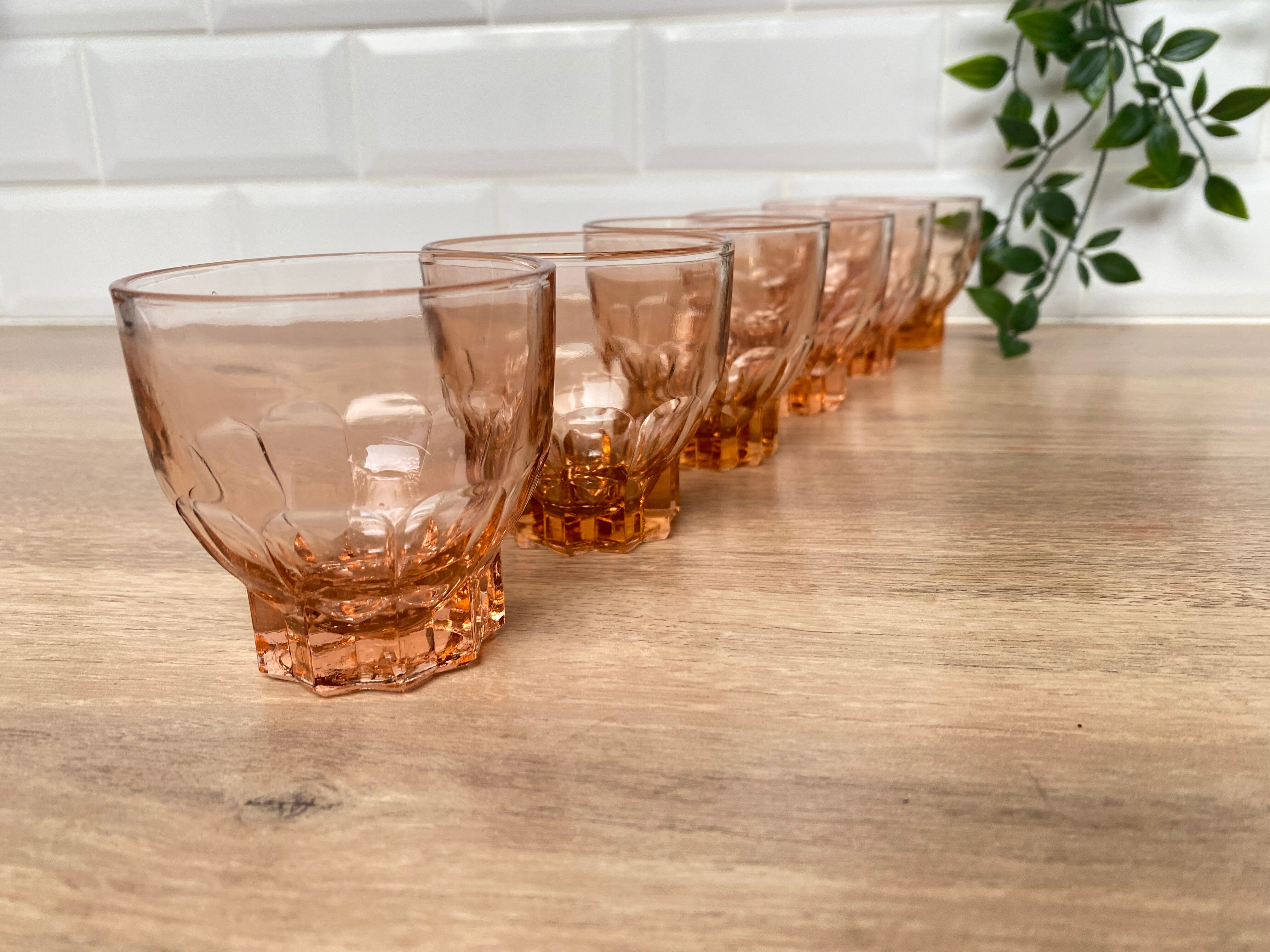 Set de 6 verres vintage Luminarc étoile rose