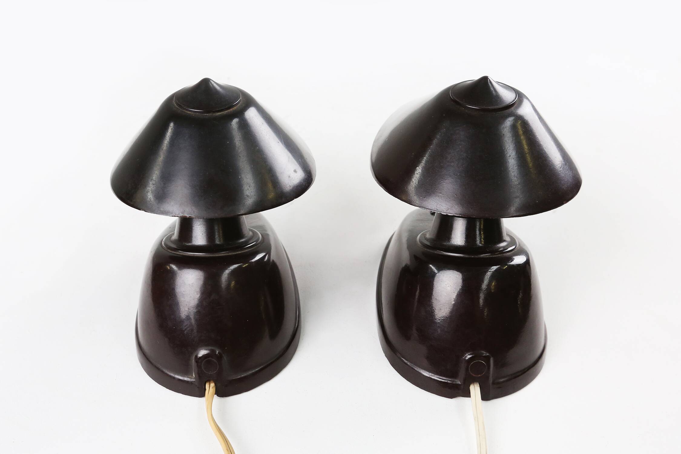 Brown Bakelite Lamps by Bauhaus for ESC Zukov 1930s