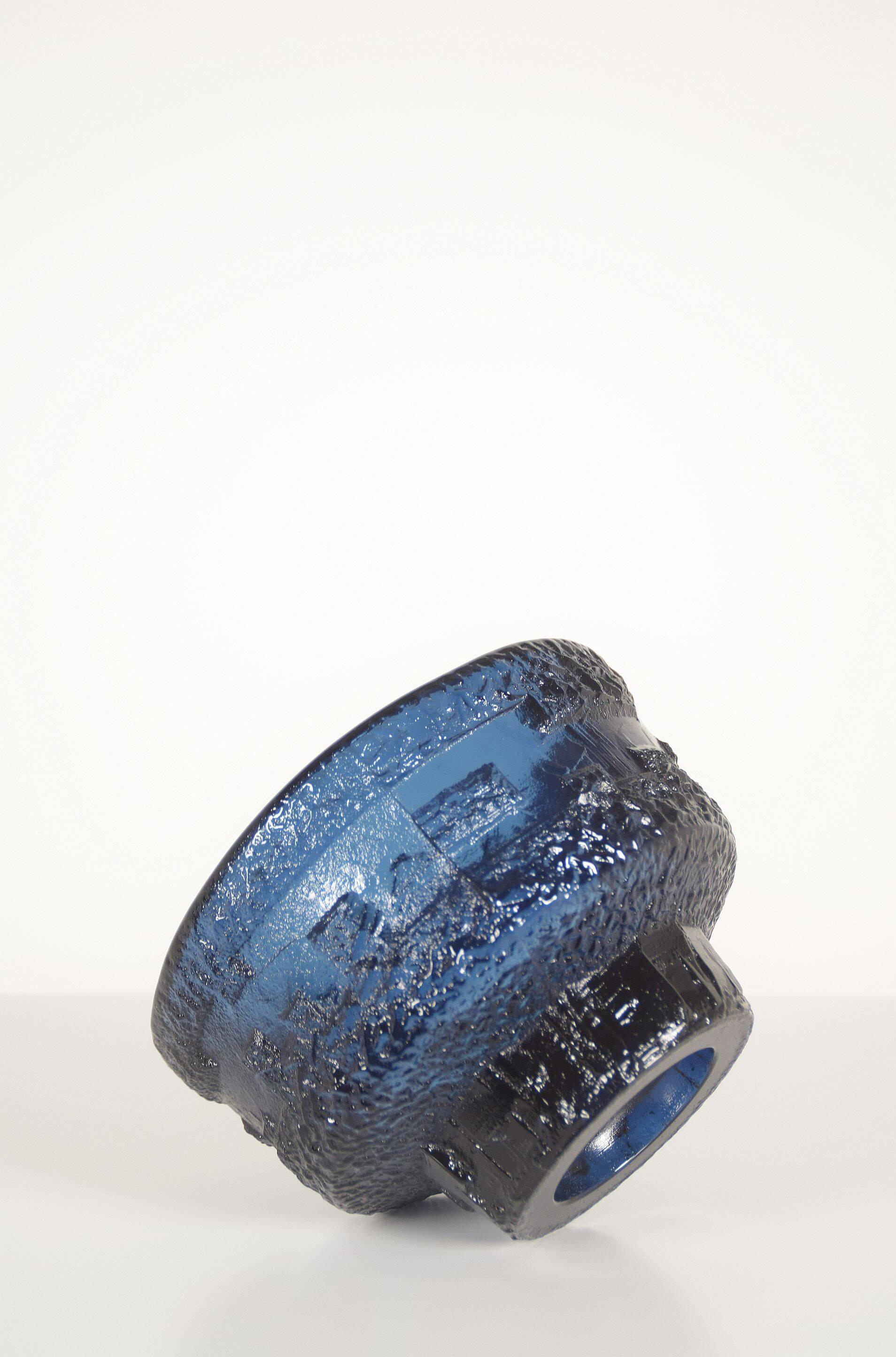 Swedish Cobolt bowl by Göte Augustsson for Ruda Glasbruk, 1960s