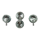 Set of three Cristal Art sconces in chrome and cut glass. Italy 1970s