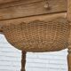 1970s, Scandinavian side table with drawers, solid oak wood, rattan.