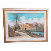 Painting oil on canvas Tuscan landscape R. Morelli 50x70 years 60/70