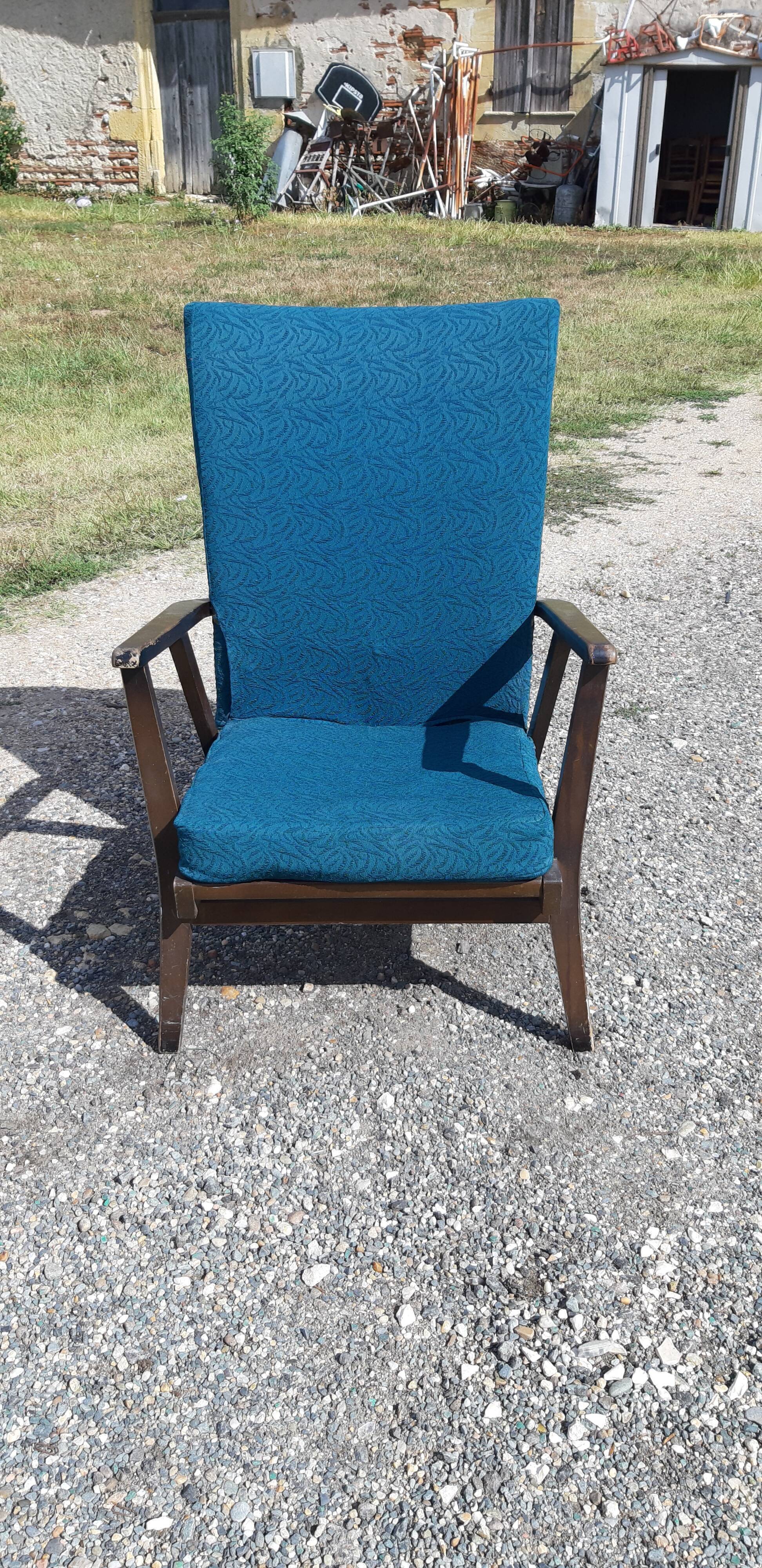 Armchair year 50 wood and fabrics