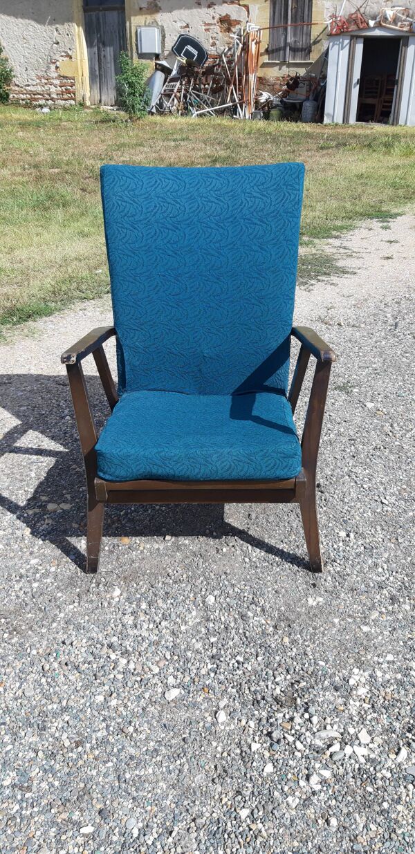 Fauteuil année 50 bois et tissus