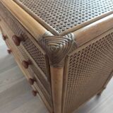 Bamboo and rattan chest of drawers, 70's