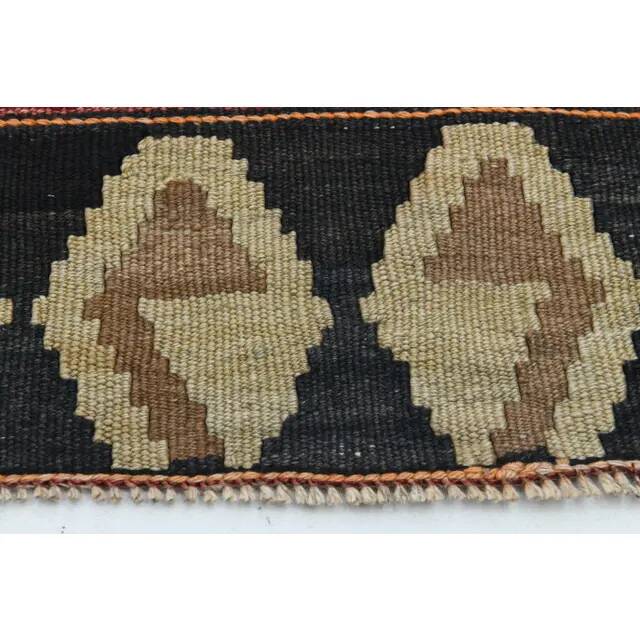 1970s Vintage Turkish Oushak Handmade Wool Cotton Red Runner Rug 140x353
