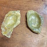 Set of brutalist style pocket trays in vintage onyx and alabaster.