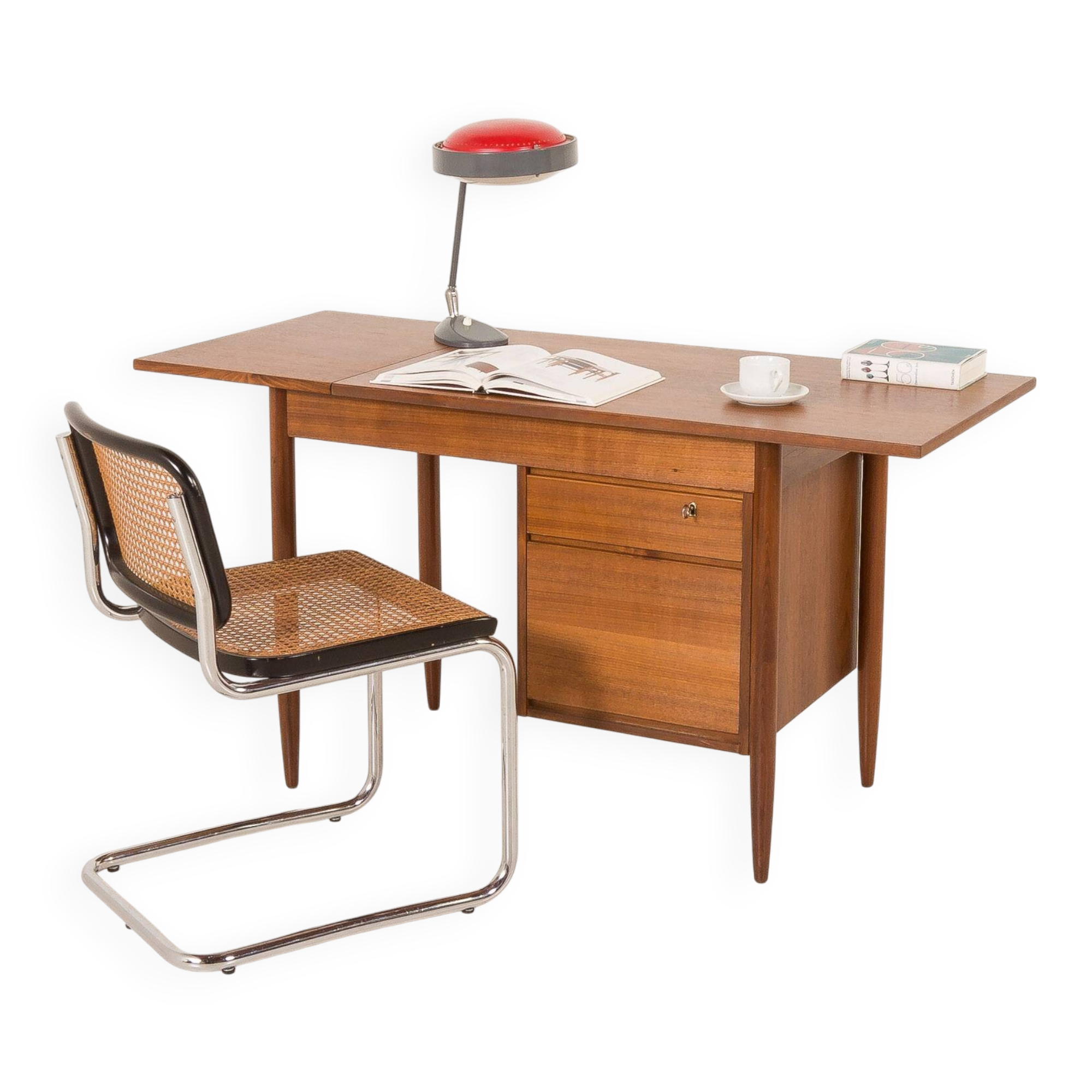 Scandinavian mid century teak desk with extension by Austvoll Møbelfabrikk,