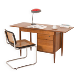 Scandinavian mid century teak desk with extension by Austvoll Møbelfabrikk,