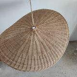 Rattan suspension or shade in the shape of a braided undulating circular tray d:80