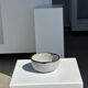 Small white glazed ceramic bowl black edges