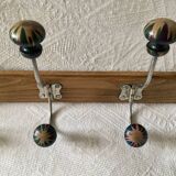 Wooden coat hook with 6 double hooks
