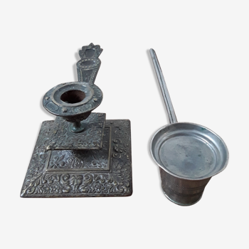 Old bronze and antique candlestick