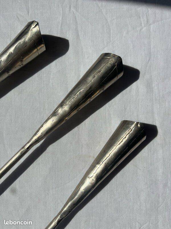 Vintage aluminium candlestick, brutalist style