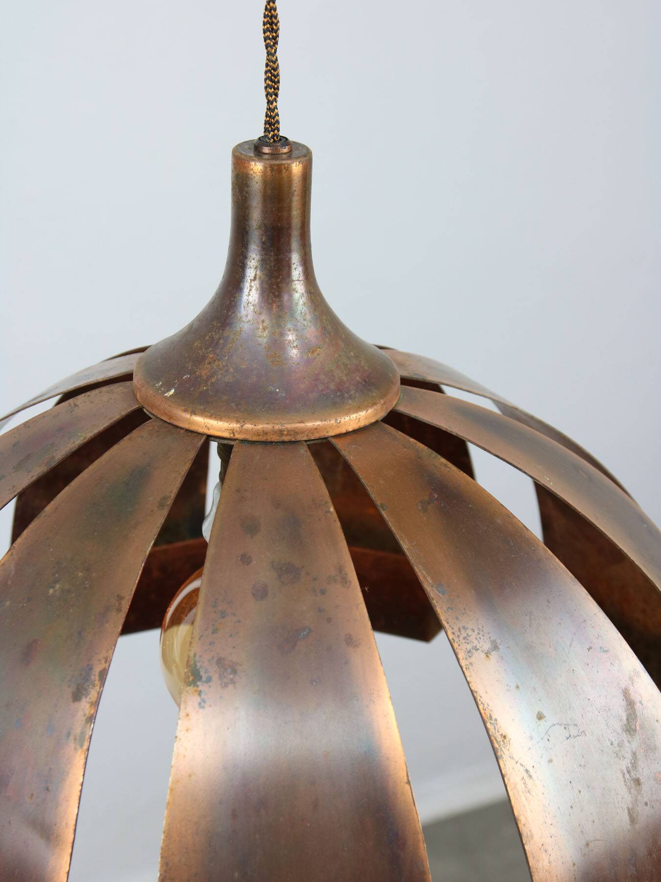 Vintage Italian Copper Colour Pendant Lamp, 70s