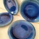 6 grandes assiettes plates en grès bleu cobalt et turquoise