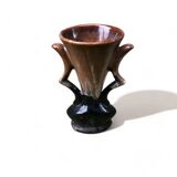 Vase en grès Flammé Grand feu 15cm souvenir Mont Saint Michel vintage ancien amphore 1991