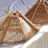 Set of two bamboo and cane lampshades