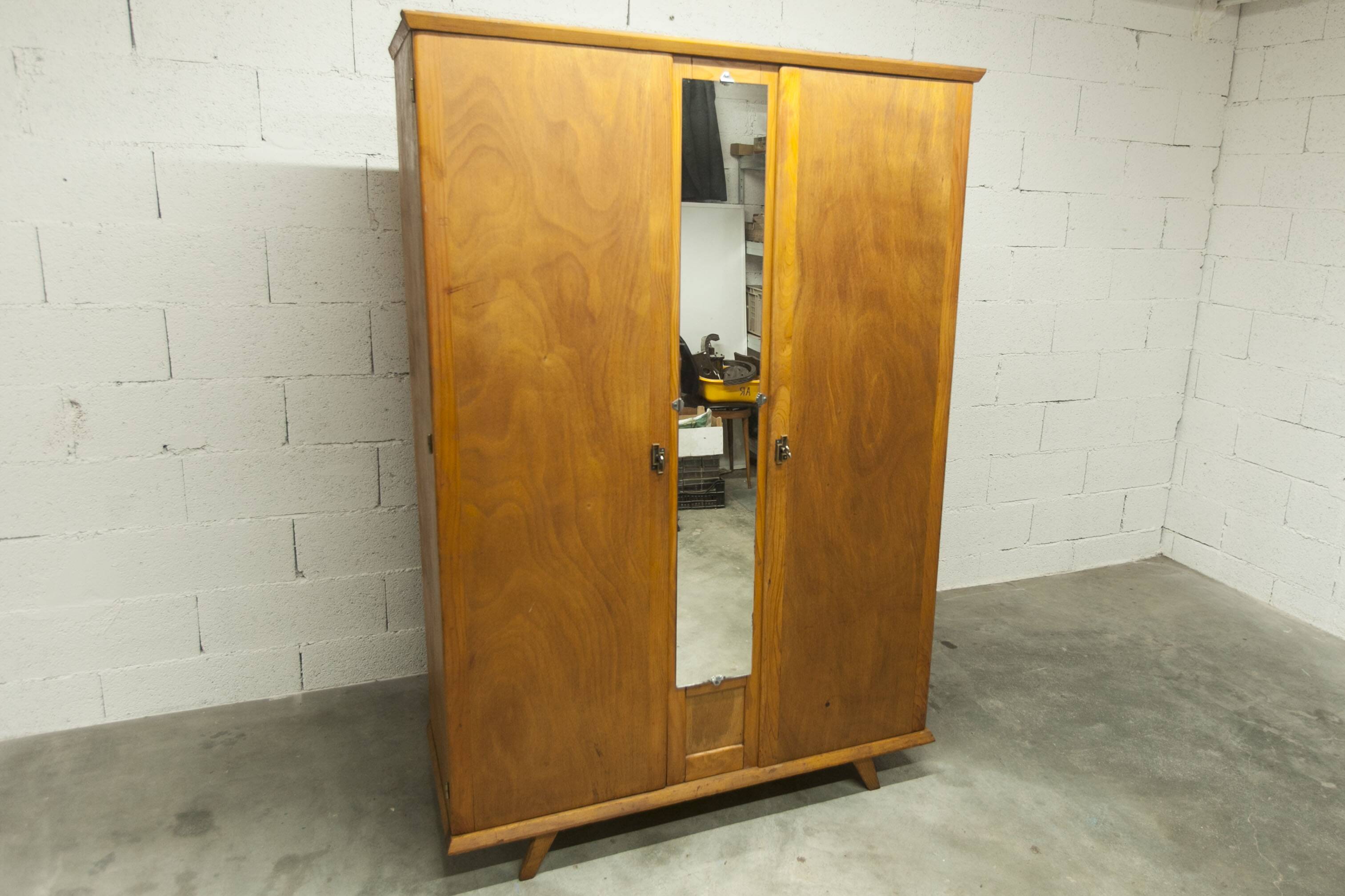 1950s Parisian wardrobe with mirror, 135 x 19 cm