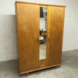 1950s Parisian wardrobe with mirror, 135 x 19 cm