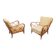 Armchairs in Wood and Yellow Fabric from Paolo Buffa, 1940s, Set of 2