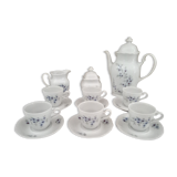 Vintage 15-piece coffee set in white porcelain Bavaria with small blue flowers