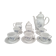 Vintage 15-piece coffee set in white porcelain Bavaria with small blue flowers