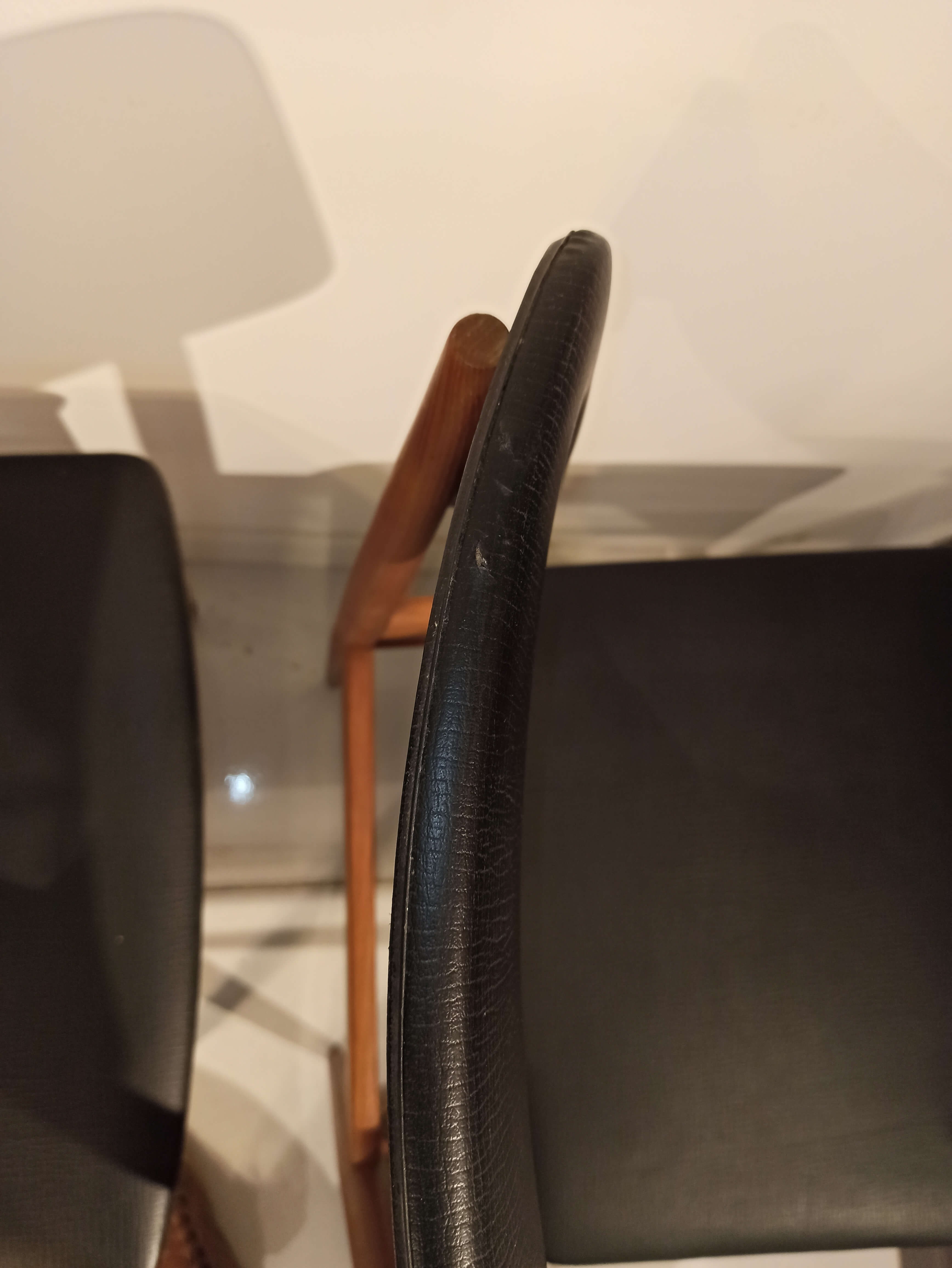 Pair of chairs scandinavian style vintage 1960s wood and skaï black