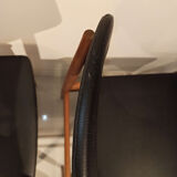 Pair of chairs scandinavian style vintage 1960s wood and skaï black